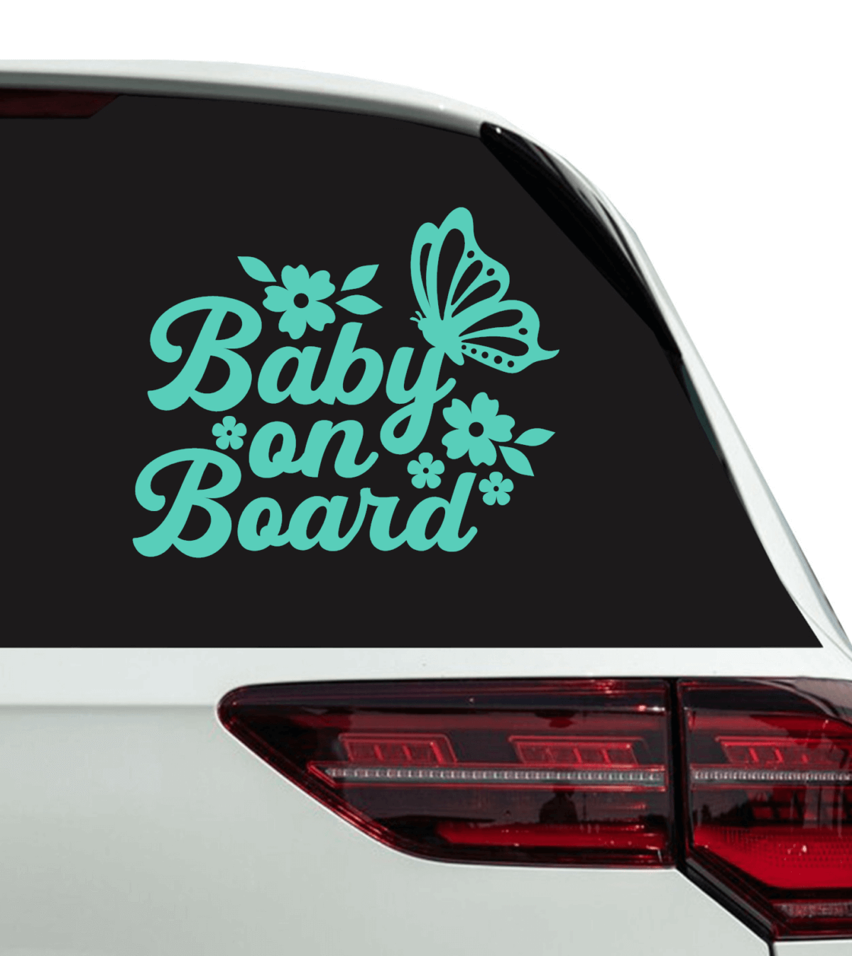 Baby on Board with Butterfly and Flowers Decal - Image 5