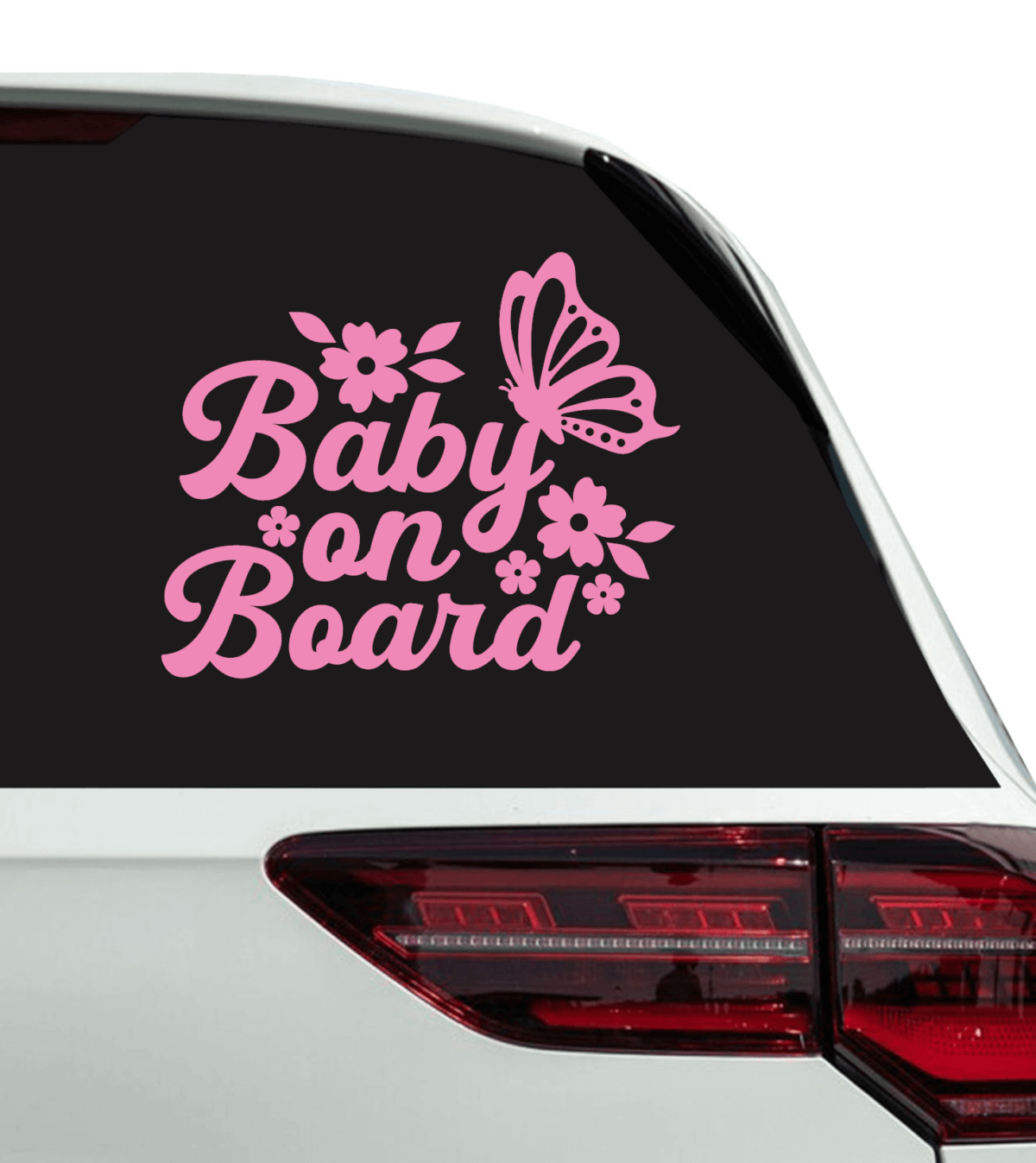 Baby on Board with Butterfly and Flowers Decal - Image 2