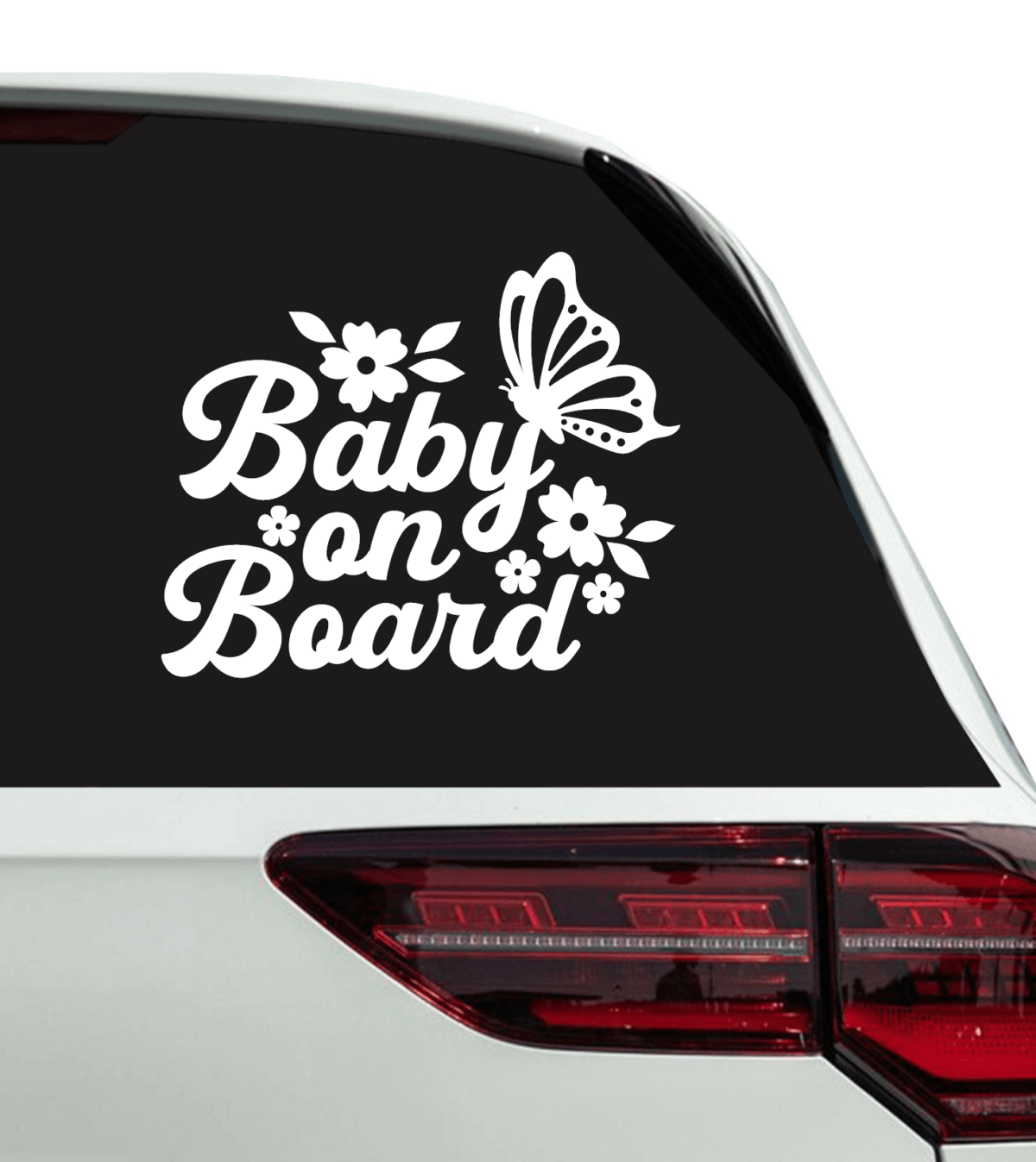 Baby on Board with Butterfly and Flowers Decal