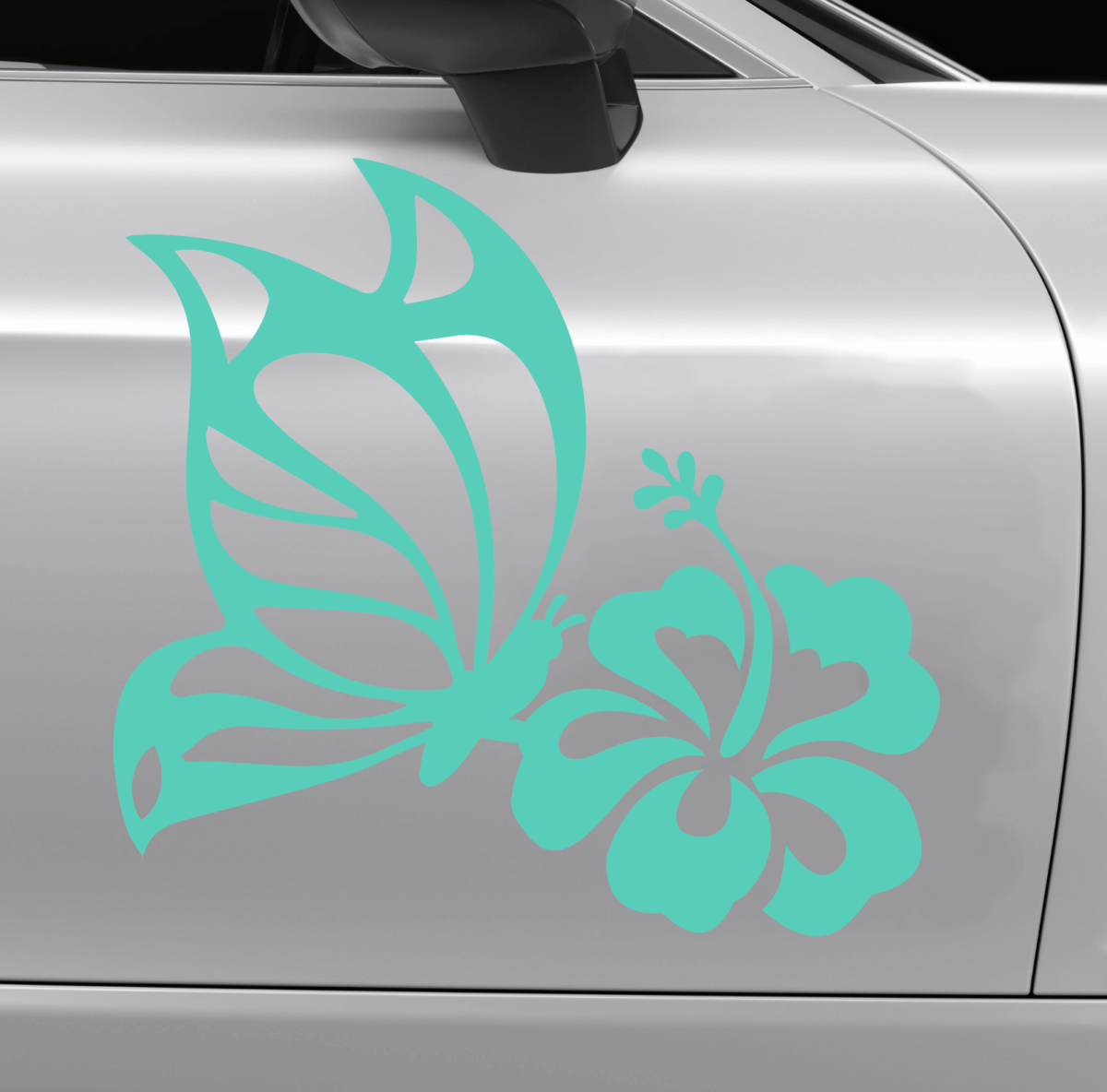 Set of Butterfly on Hibiscus Flower Decal - Image 4