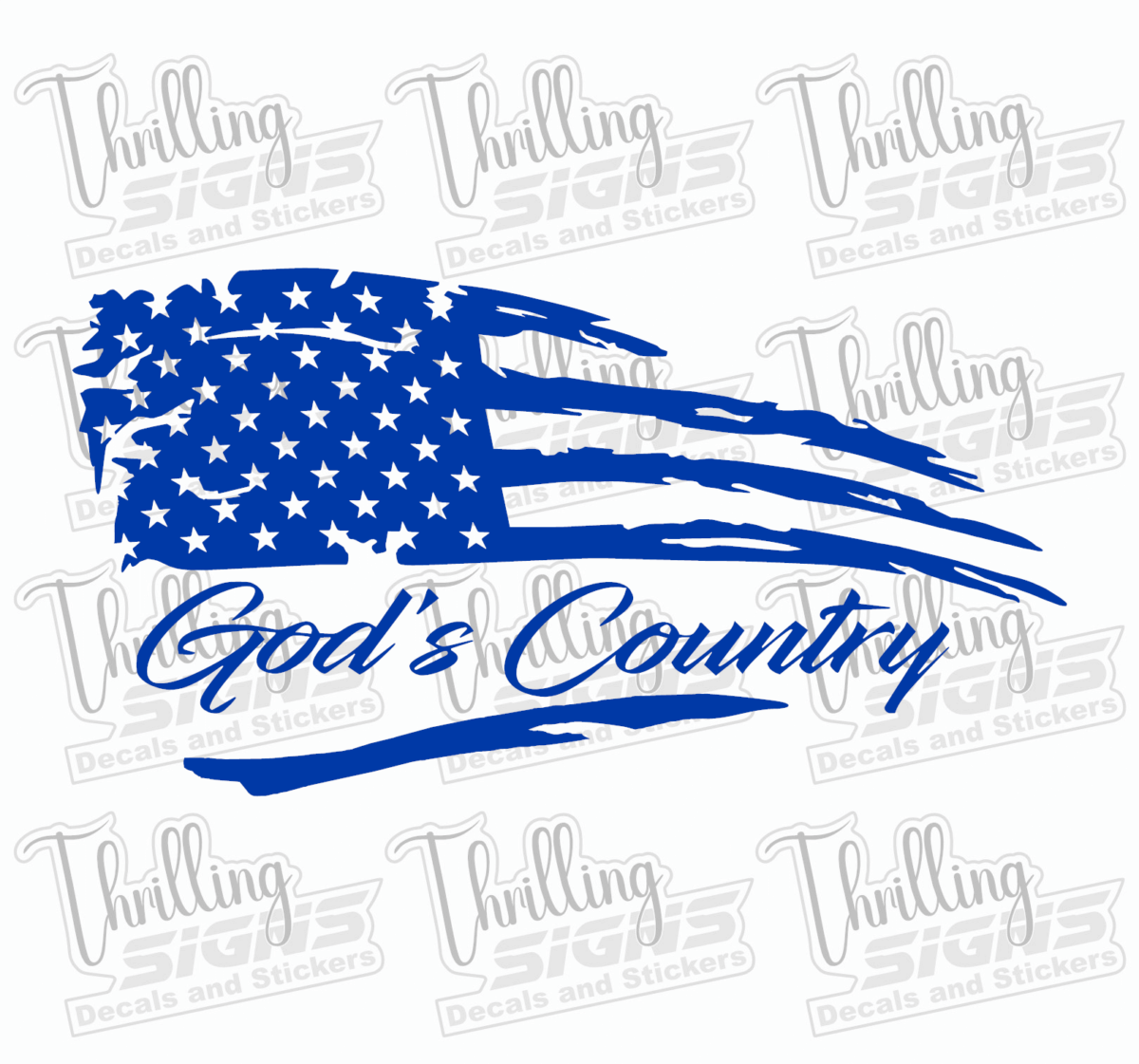 God's Country Tattered American Flag Decal