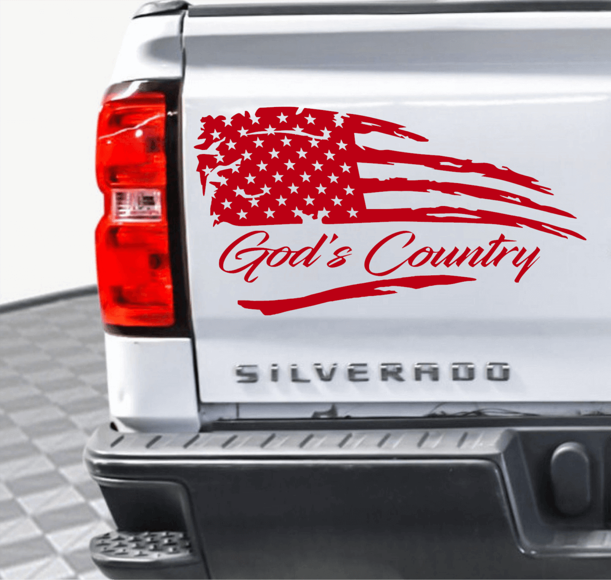 God's Country Tattered American Flag Decal - Image 5
