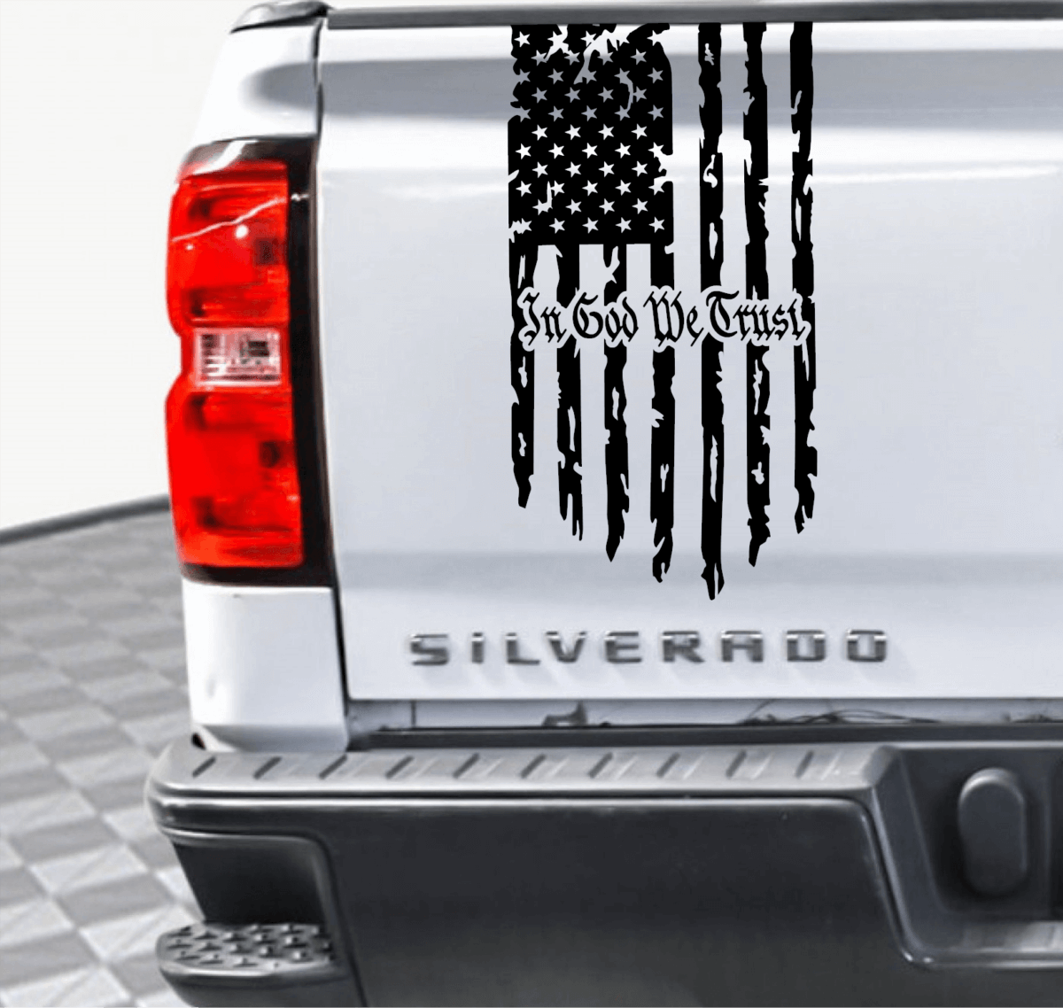 In God We Trust Tattered American Flag Decal