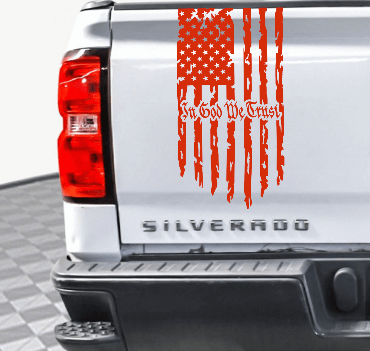 In God We Trust Tattered American Flag Decal - Image 6