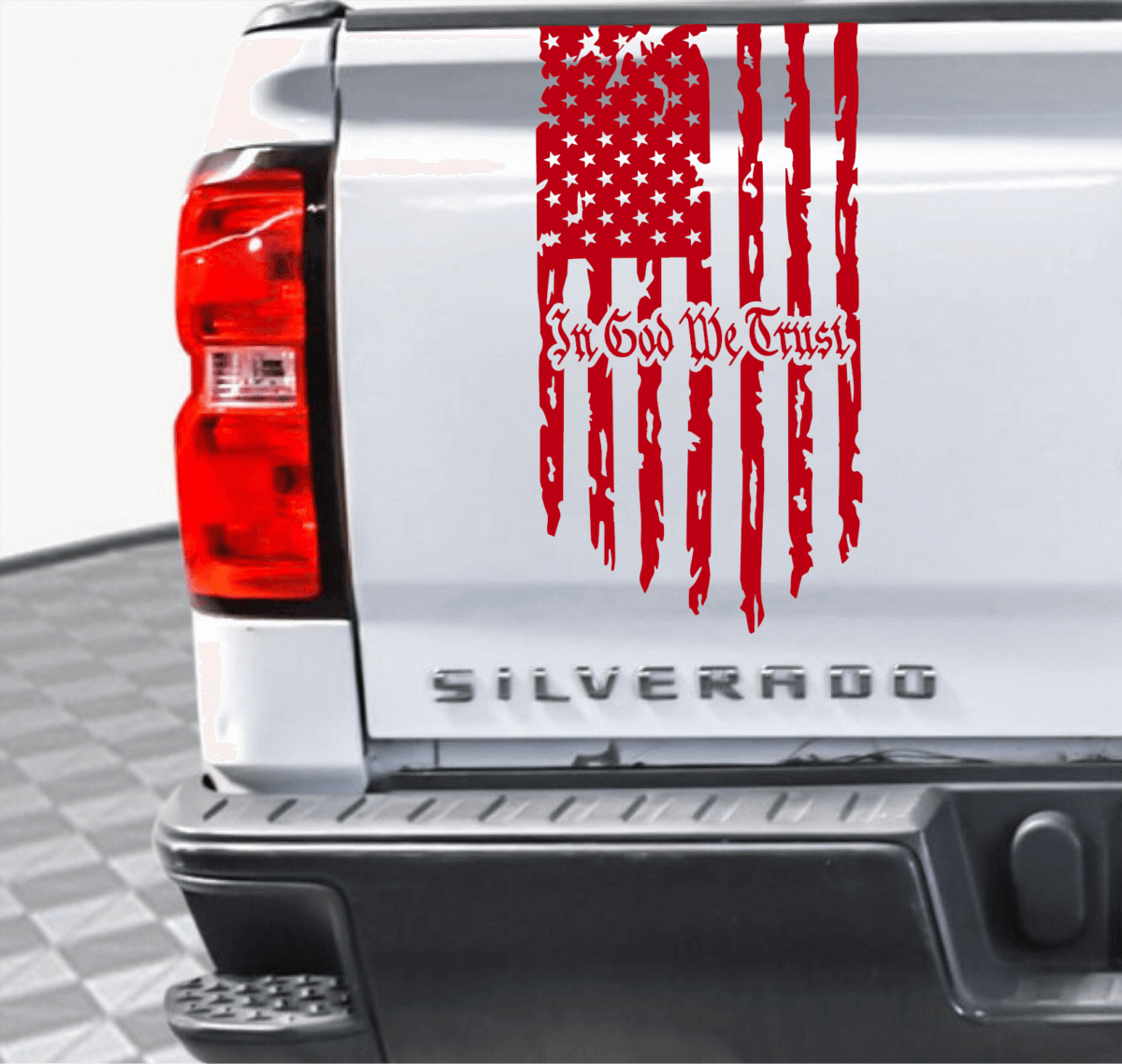 In God We Trust Tattered American Flag Decal - Image 3