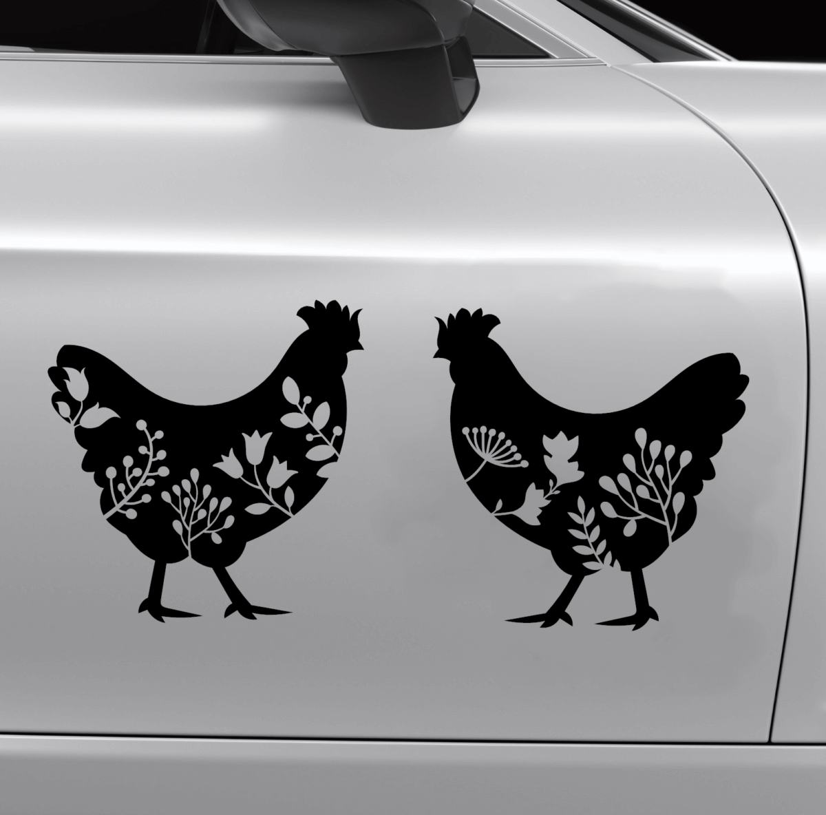 Pair of Floral Chickens Decal