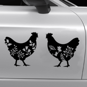 Pair of Floral Chickens Decal