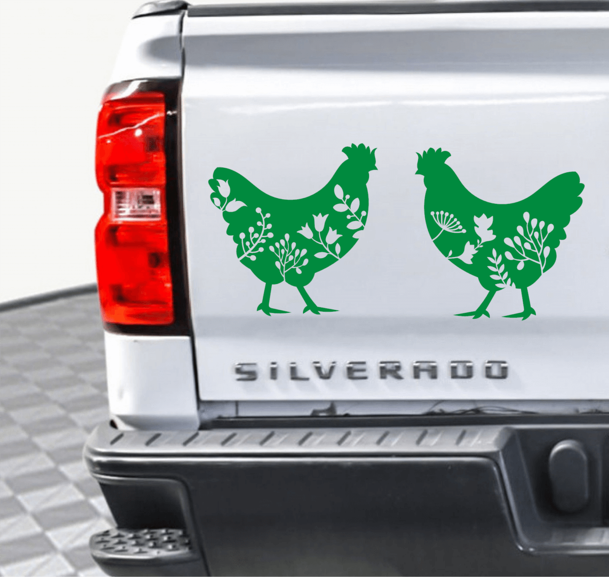 Pair of Floral Chickens Decal - Image 6