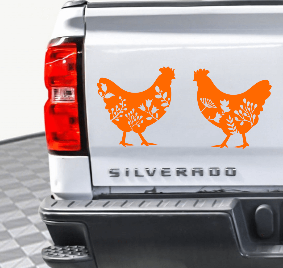 Pair of Floral Chickens Decal - Image 7