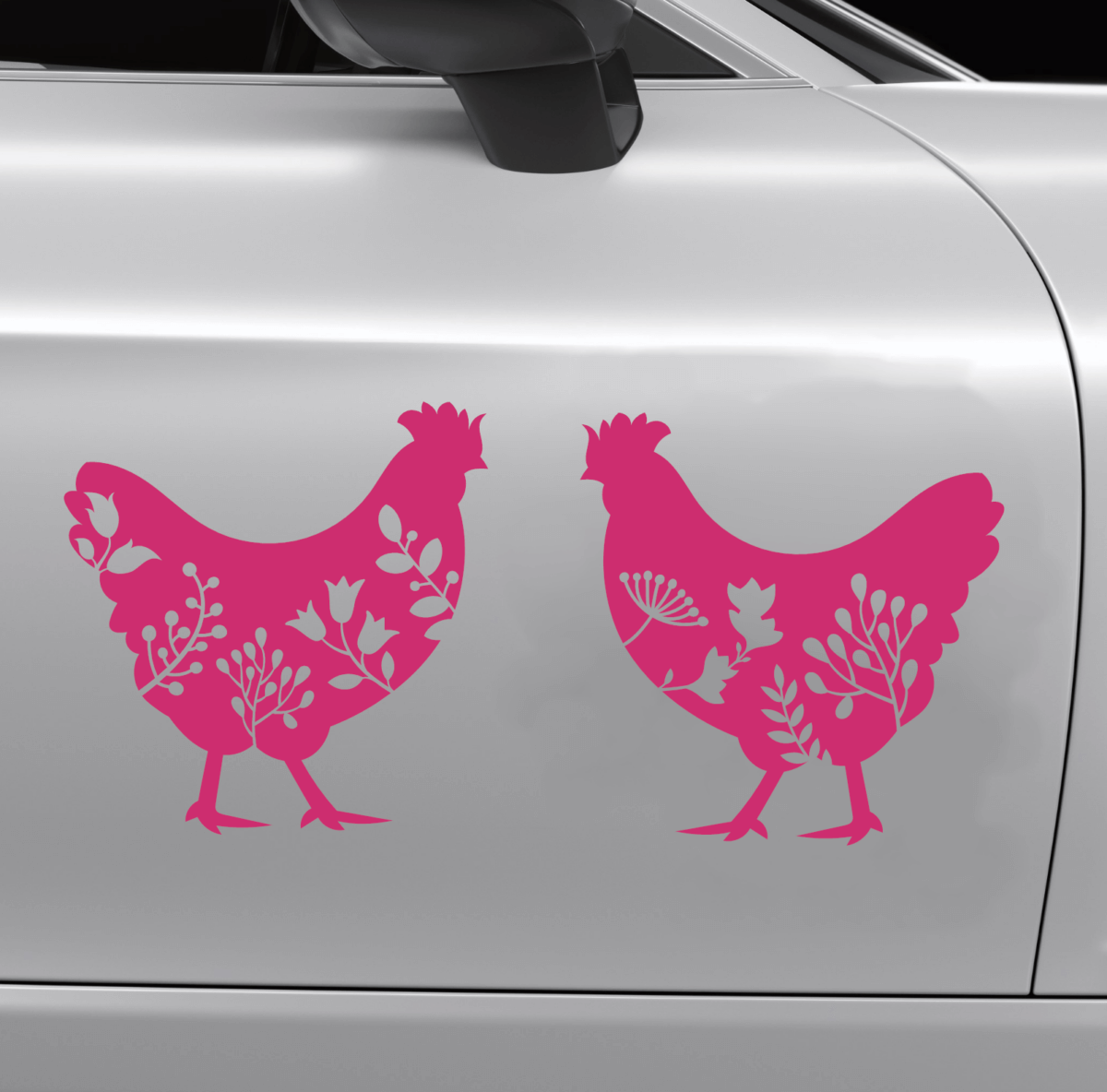 Pair of Floral Chickens Decal - Image 4