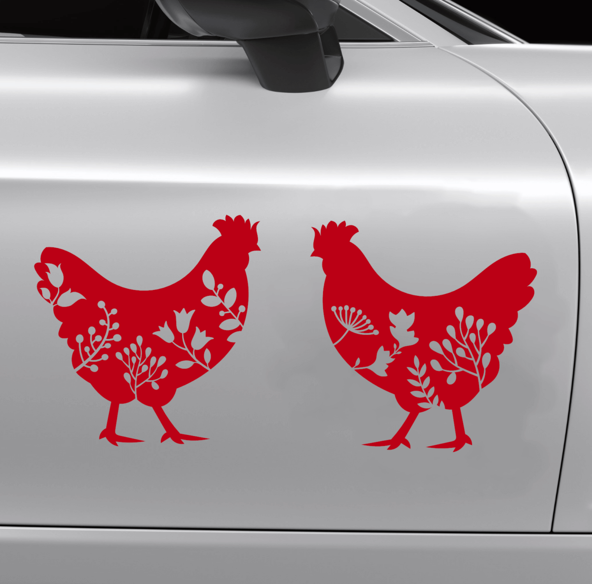 Pair of Floral Chickens Decal - Image 2