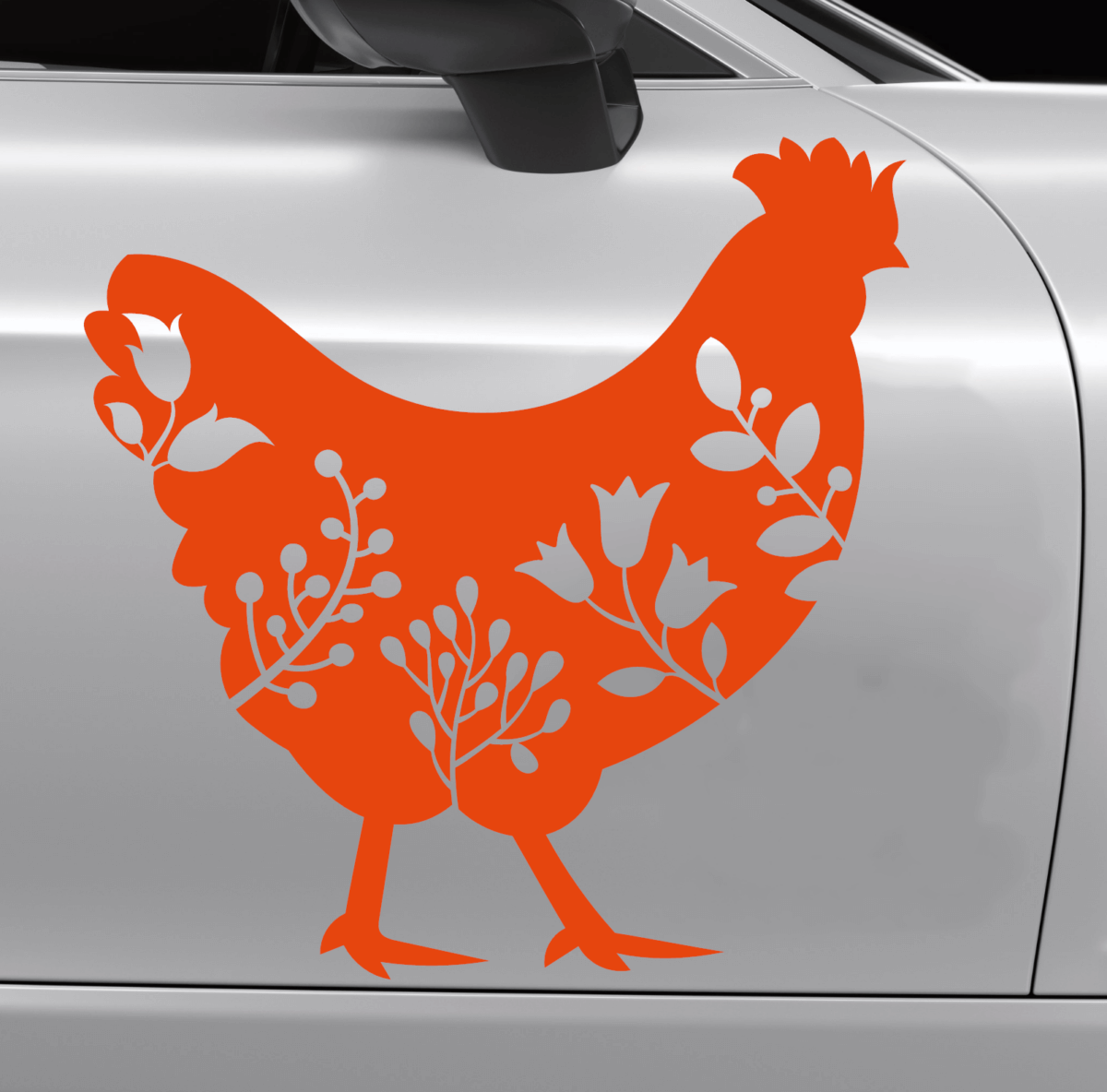 Pair of Floral Chickens Decal - Image 8