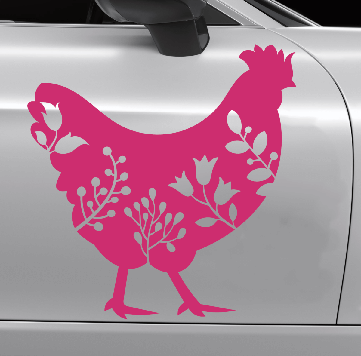Pair of Floral Chickens Decal - Image 5