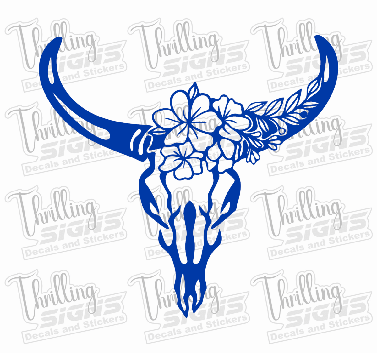 Cow Skull with Flowers Decal