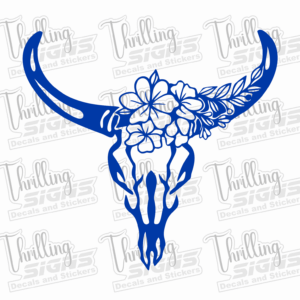 Cow Skull with Flowers Decal