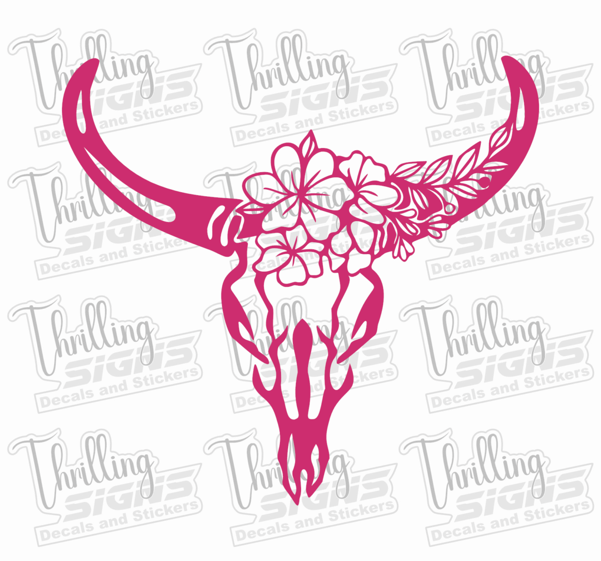Cow Skull with Flowers Decal - Image 4