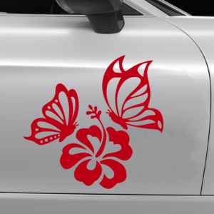 Double Butterfly Flower Decal