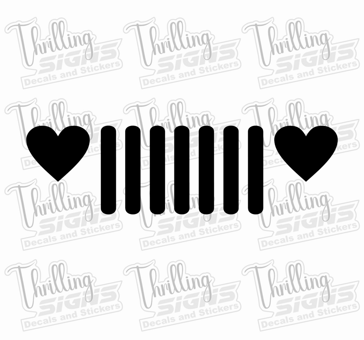 Jeep Grill with Heart Headlights Decal - Image 2
