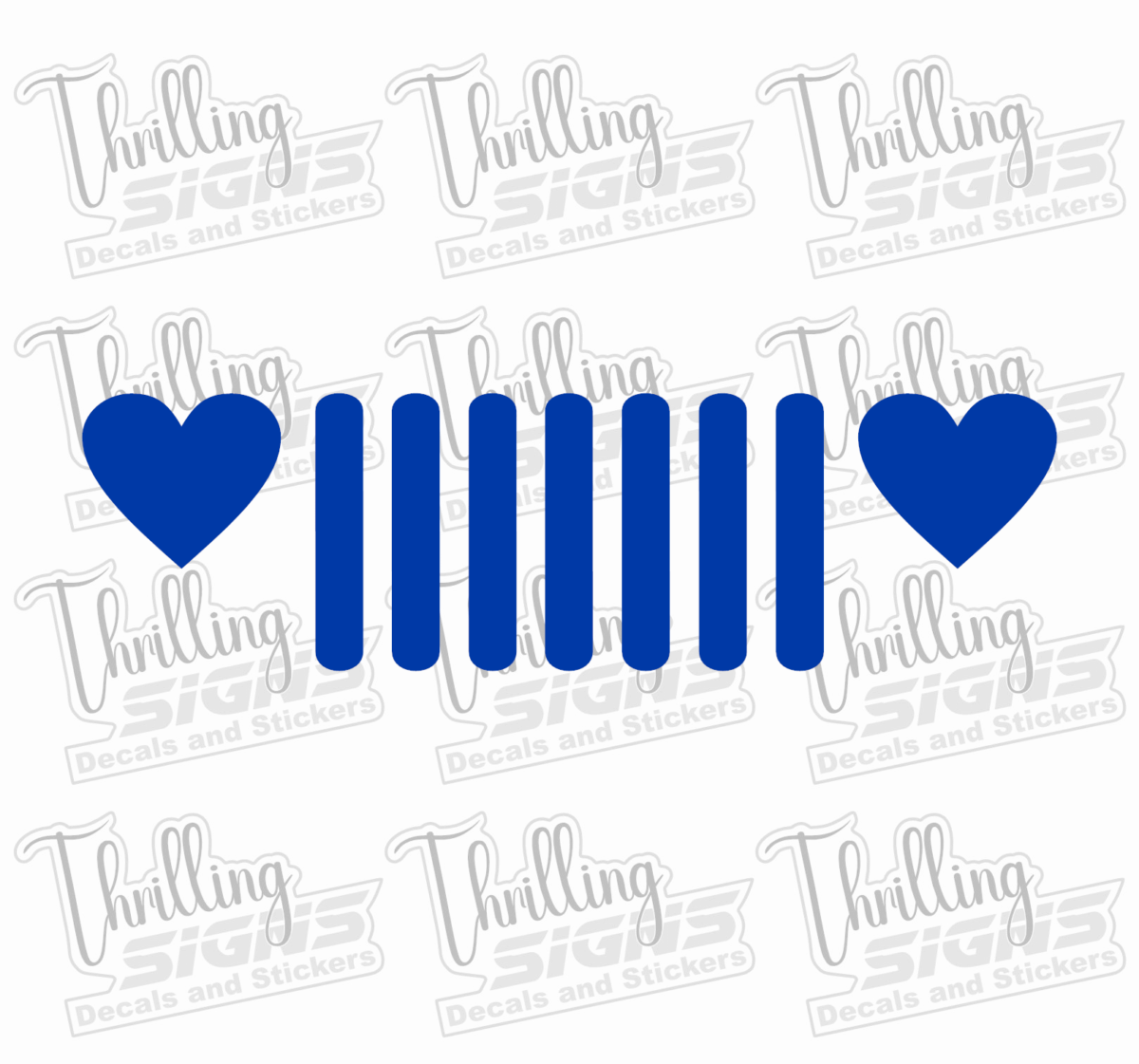 Jeep Grill with Heart Headlights Decal