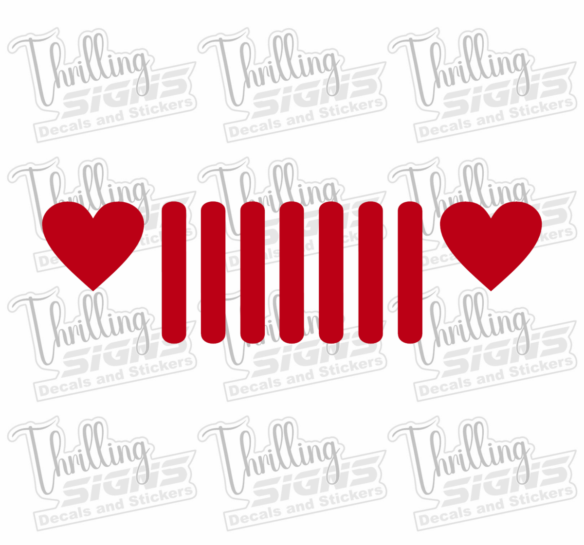 Jeep Grill with Heart Headlights Decal - Image 4