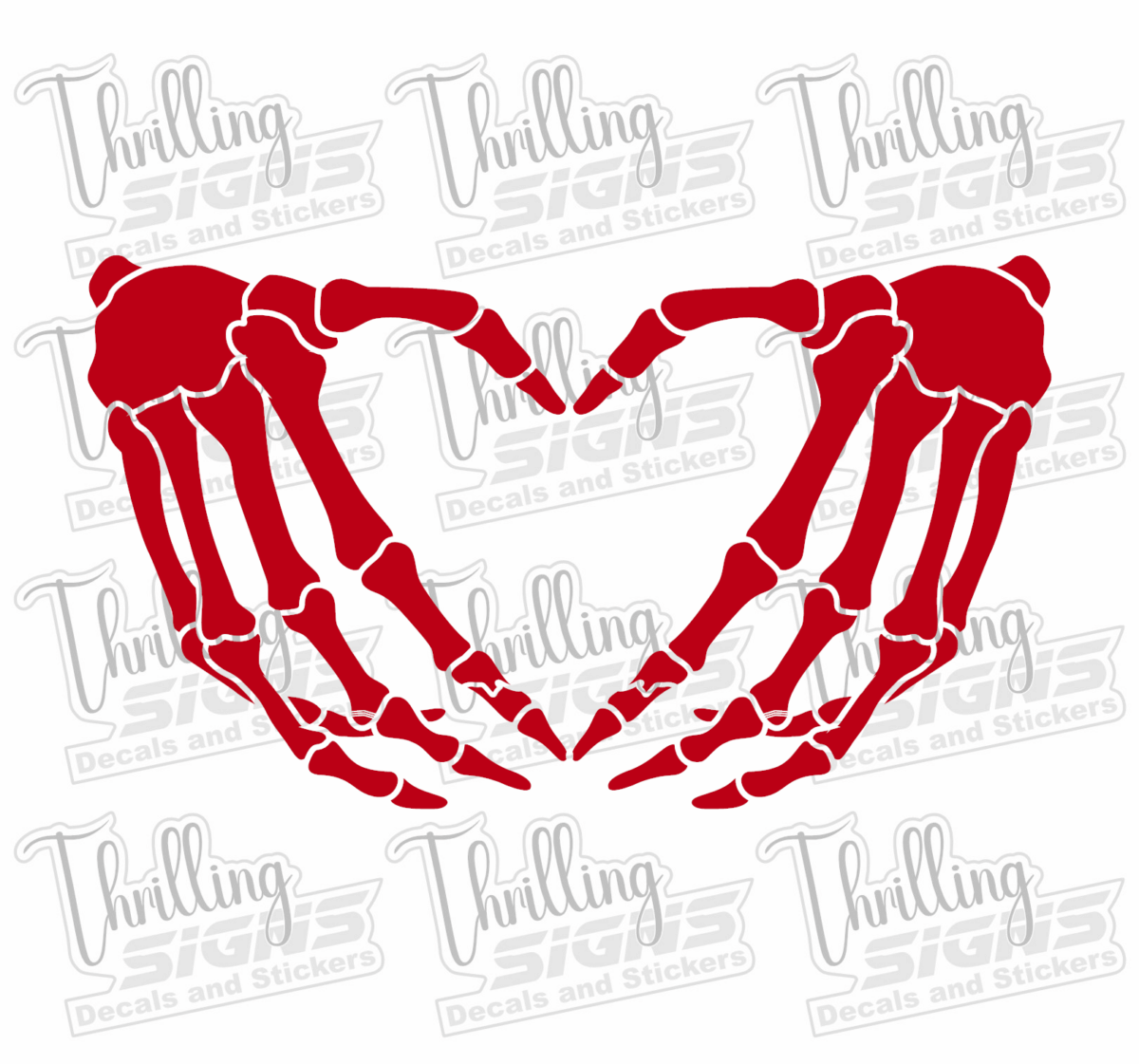 Skeleton Heart Hands Decal