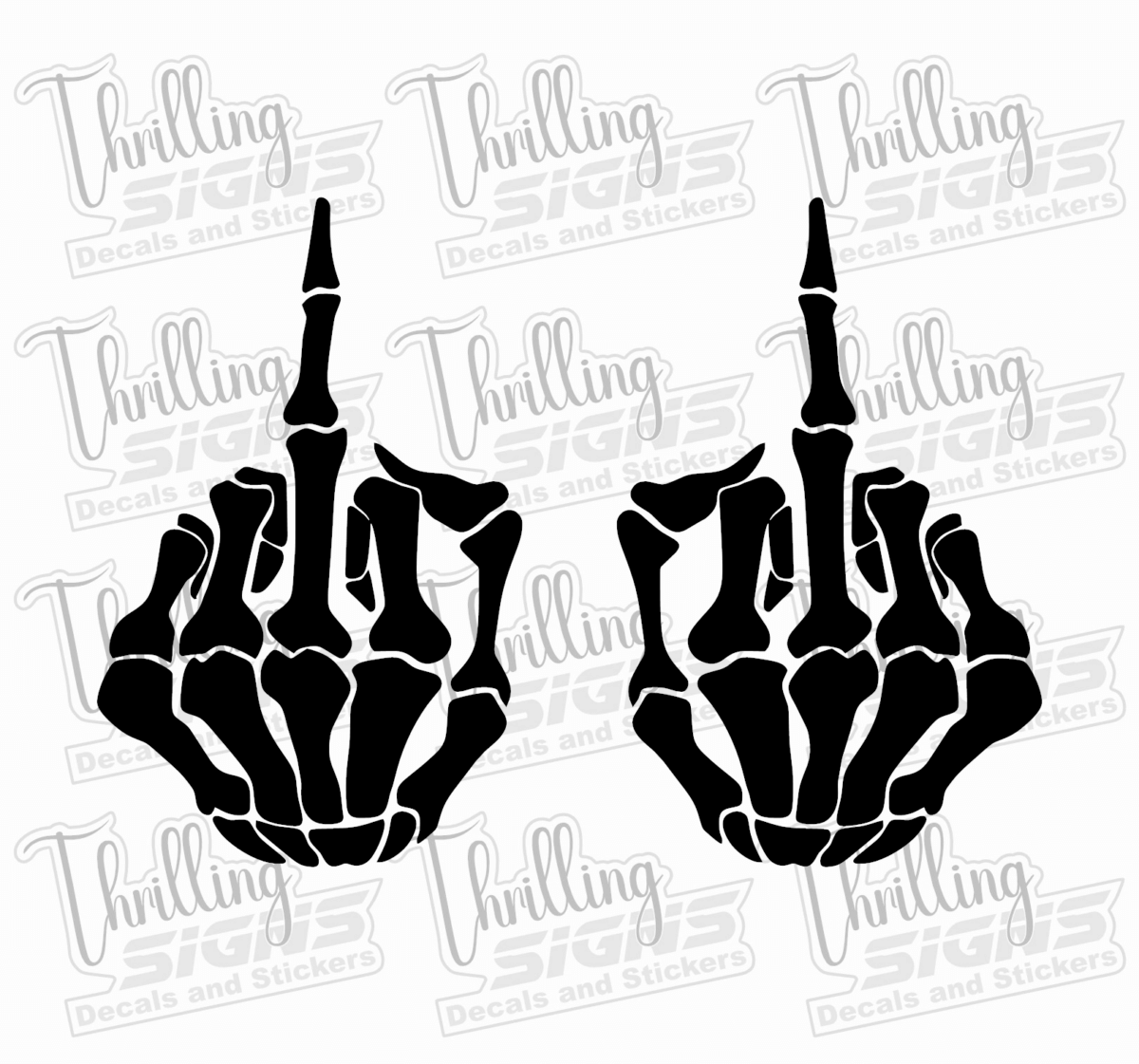 Skeleton Middle Finger Hands Decal - Image 2