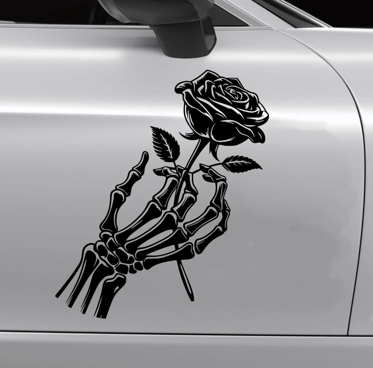 Skeleton Hand Holding a Rose Decal