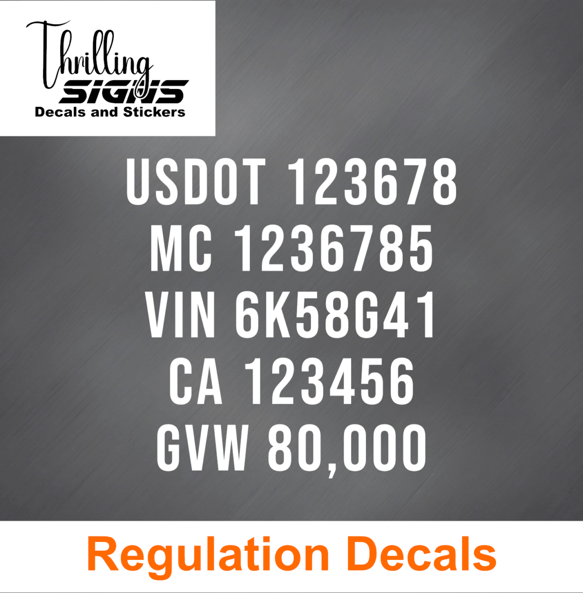 USDOT MC VIN STATE GVW DECAL