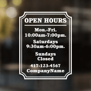 Open Hours Decal Style 4