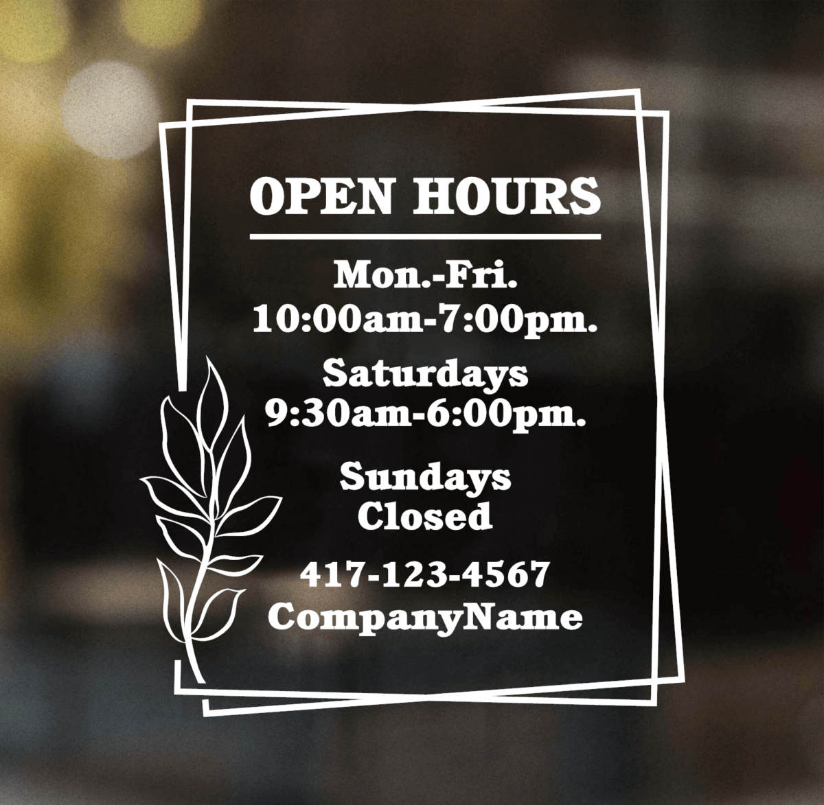 Open Hours Decal Style 6