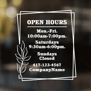 Open Hours Decal Style 6