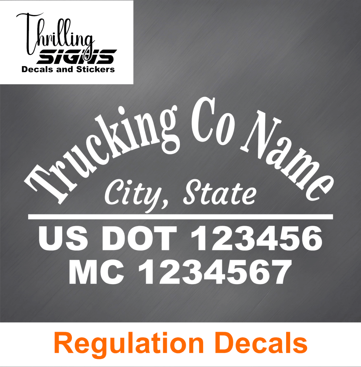 Company Name City State, USDOT, MC Decal