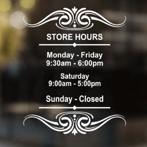 Open Hours Decal Style 10