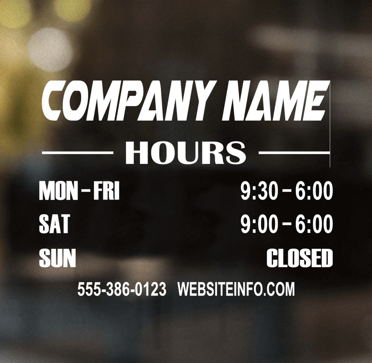 Open Hours Decal Style 12