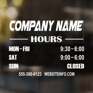 Open Hours Decal Style 12