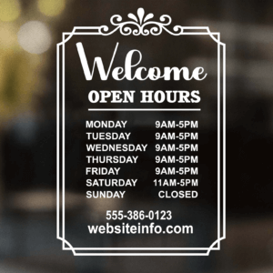 Open Hours Decal Style 14