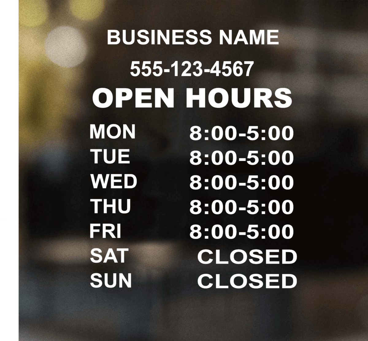Open Hours Decal Style 9
