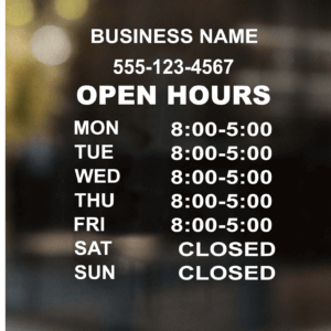 Open Hours Decal Style 9
