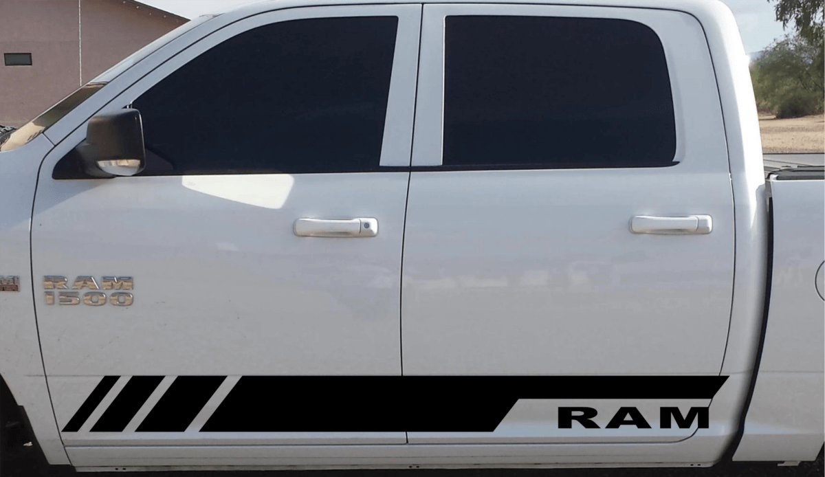 Door bed stripe ram black on truck