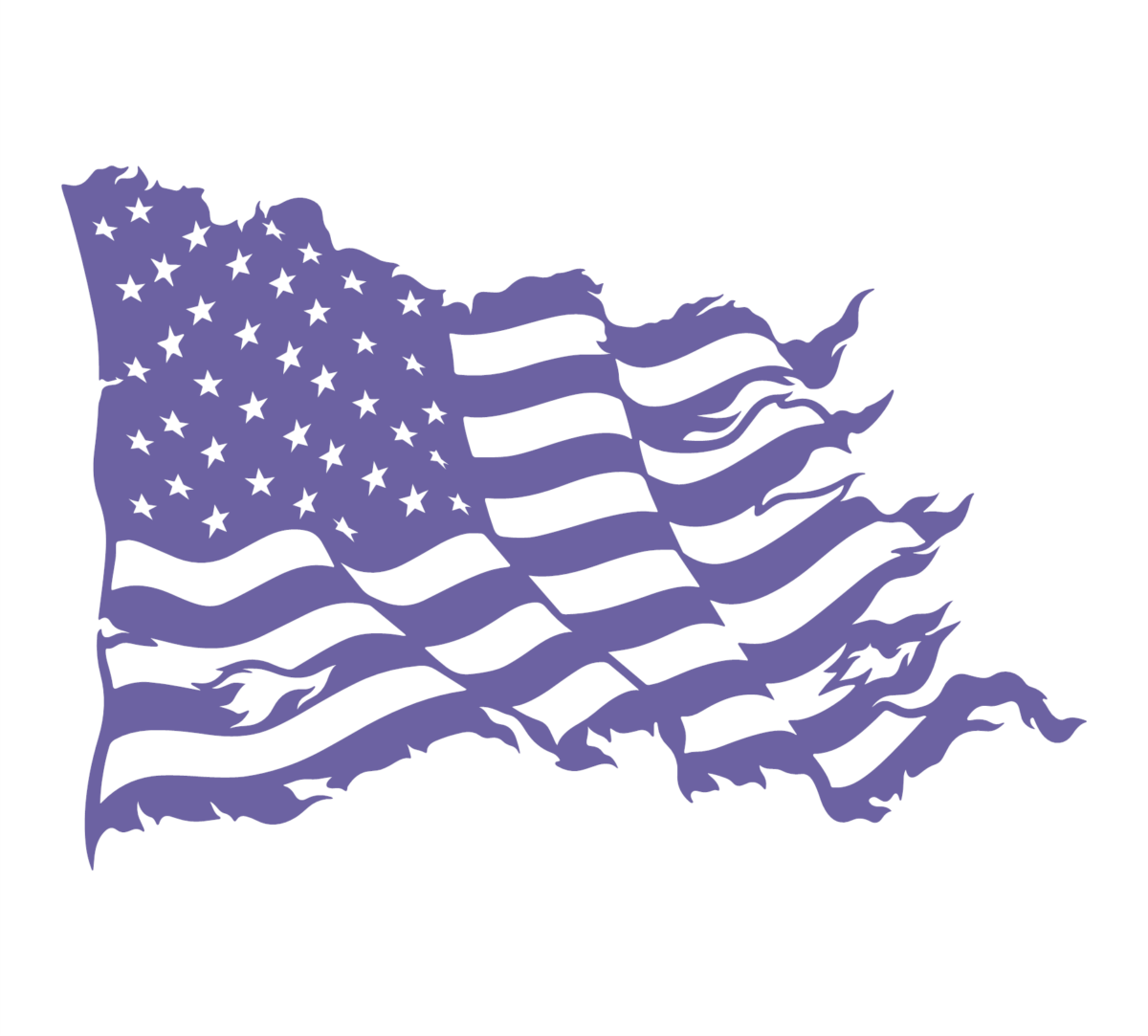 Tattered wavy american flag lavender
