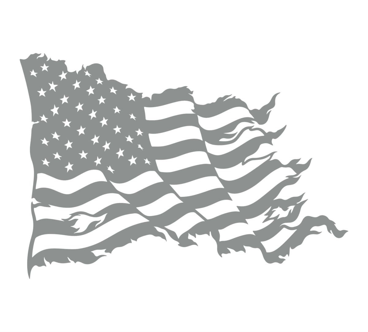 Tattered wavy american flag middle grey