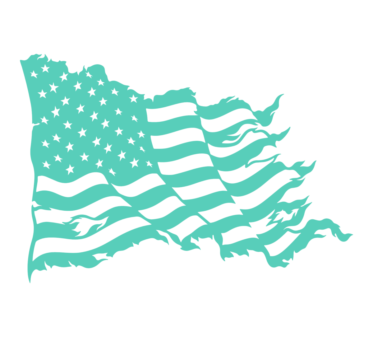 Tattered wavy american flag mint
