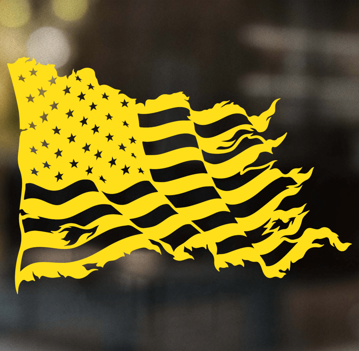 Tattered wavy american flag yellow