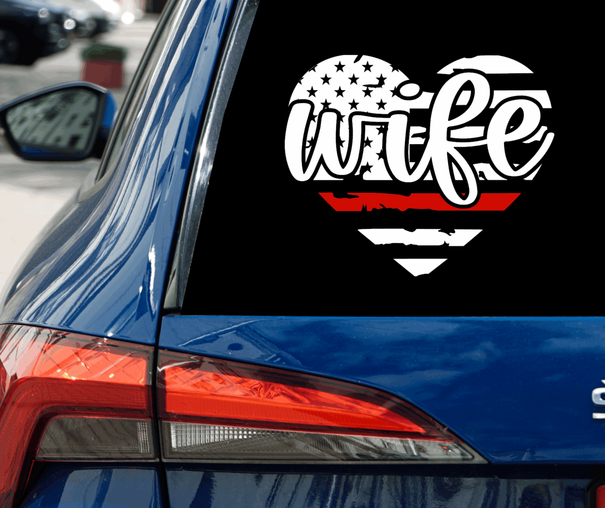 Firefighter Wife Heart Decal - Image 2