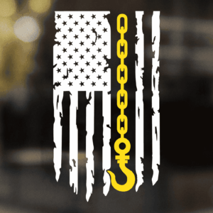 Tow Hook Distressed Flag Decal