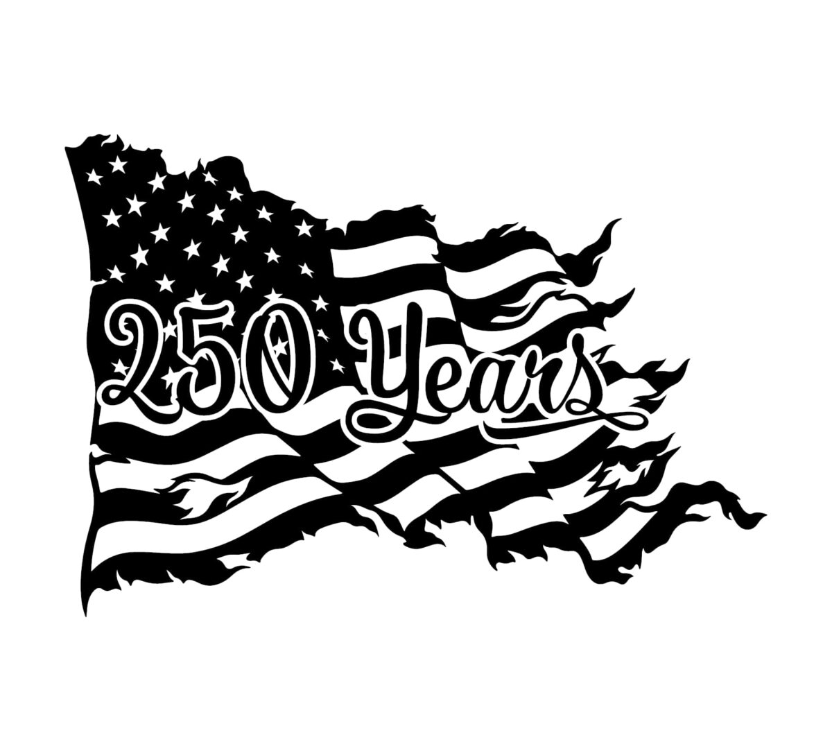 250 Years Tattered Flag Decal - Image 2