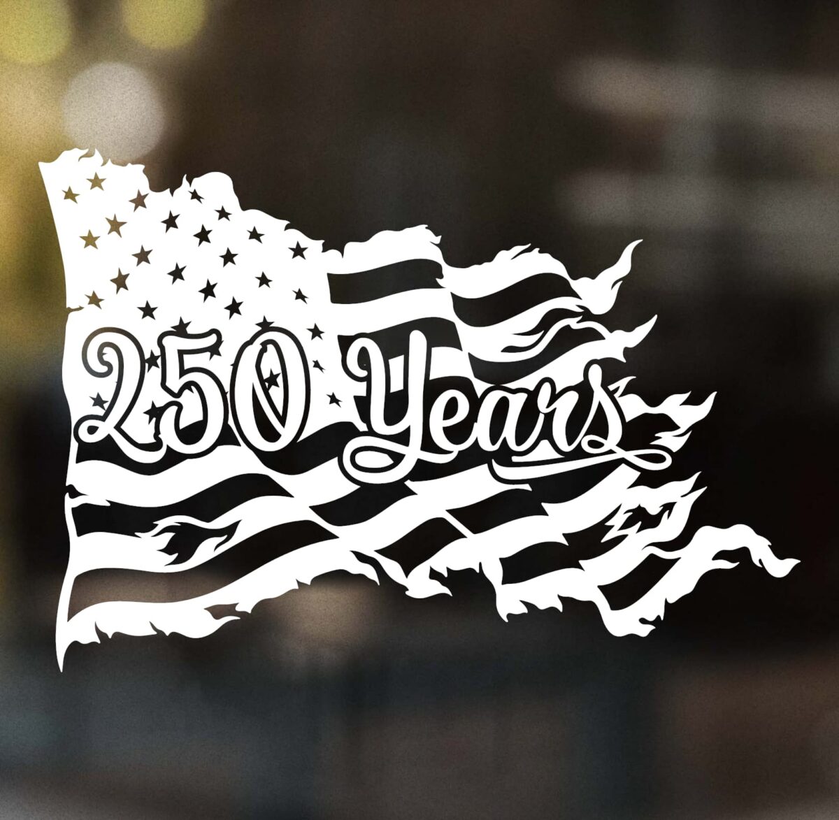 250 Years Tattered Flag Decal