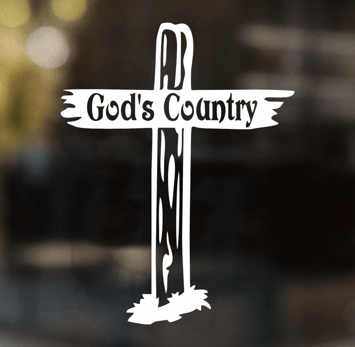 Gods Country Cross Decal