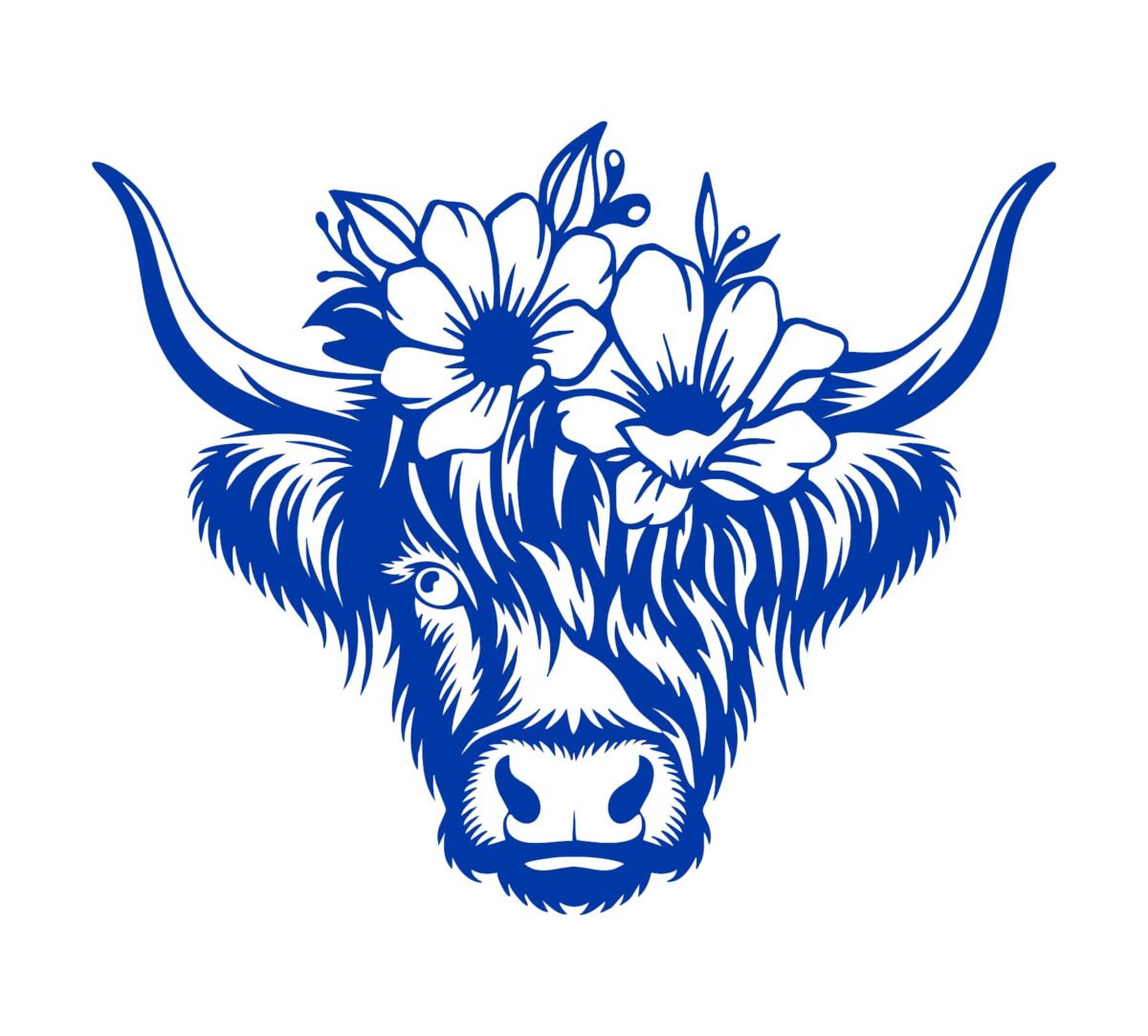 Highland Cow with Flowers Decal - Image 3