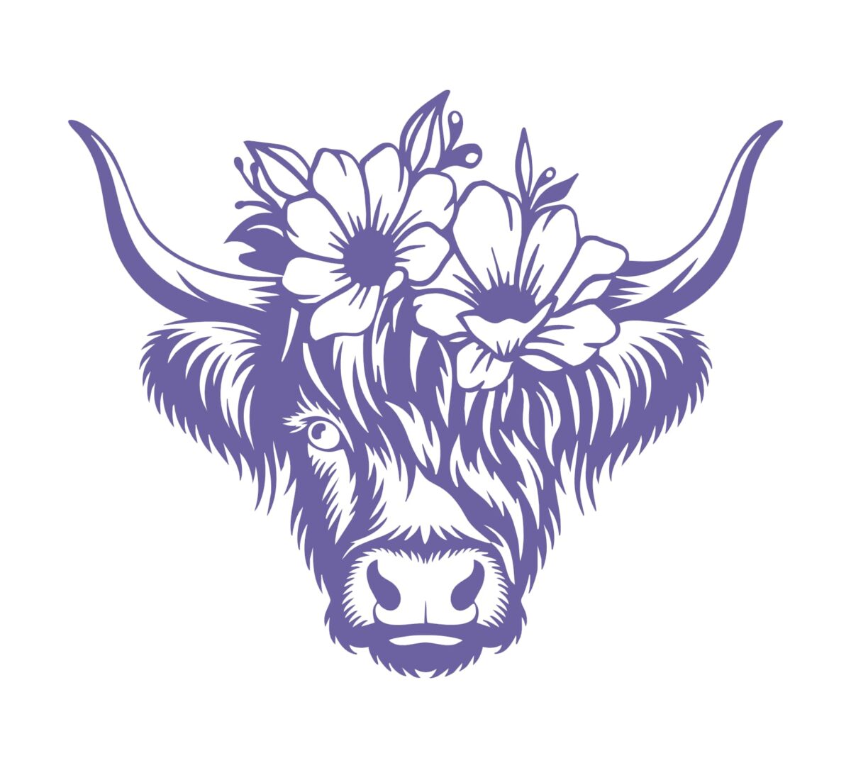 Highland Cow with Flowers Decal - Image 4